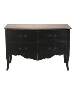 Commode 2 portes noire en épicéa et plateau frêne