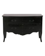 Commode noire 4 tiroirs et plateau bois naturel en épicéa