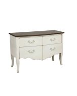 Commode blanche 4 tiroirs en épicéa et plateau chêne naturel