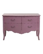 Commode 4 tiroirs en épicéa lilas L125 cm