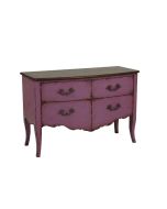 Commode 4 tiroirs en épicéa lilas plateau frêne L125 cm
