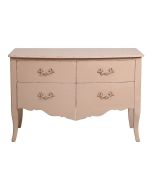 Commode 4 tiroirs en épicéa rose poudré L125 cm