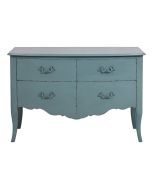 Commode 4 tiroirs en épicéa nuage de bleu L125 cm