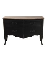 Commode noire patinée 4 tiroirs en épicéa