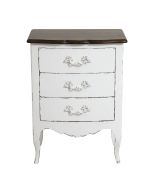 Petite commode blanche 3 tiroirs en épicéa et plateau chêne naturel