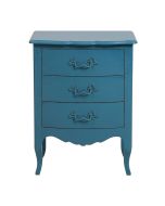 Petite commode 3 tiroirs en épicéa bleu turquoise L58 cm