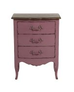 Petite commode 3 tiroirs en épicéa lilas et plateau chêne naturel