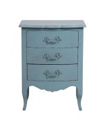 Petite commode 3 tiroirs en épicéa nuage de bleu