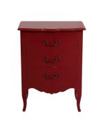 Petite commode 3 tiroirs en épicéa rouge groseille