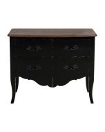 Commode noire 4 tiroirs en épicéa et plateau chêne naturel