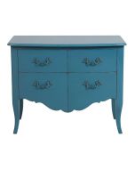 Commode 4 tiroirs en épicéa bleu turquoise