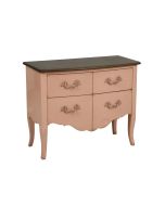 Commode 4 tiroirs en épicéa rose poudré et plateau chêne naturel
