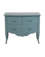 Commode 4 tiroirs en épicéa nuage de bleu