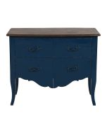 Commode 4 tiroirs en épicéa bleu saphir glossy