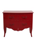 Commode 4 tiroirs en épicéa rouge groseille