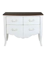 Commode 4 tiroirs en épicéa blanc patiné