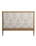 Tête de lit 160 cm en chêne massif et tissu toile de Jouy bleu/gris - Domaine