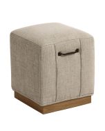 Pouf contemporain en tissu et poignée métal - Demeure