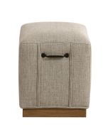 Pouf contemporain en lin beige et poignée métal - Demeure