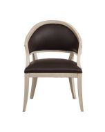 Fauteuil bridge en bois massif et cuir synthétique chocolat - Ernest