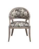 Fauteuil bridge en hévéa et toile de jouy gris anthracite - Ernest