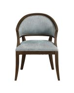 Fauteuil bridge en frêne et tissu bleu chambray - Ernest