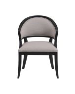 Fauteuil bridge en bois massif et tissu lin beige - Ernest