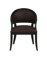 Fauteuil bridge en cuir synthétique chocolat et piètement noir - Ernest