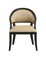 Fauteuil bridge en frêne et tissu safran chambray - Ernest