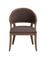 Fauteuil bridge en bois massif et tissu marron glacé - Ernest