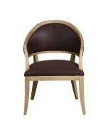 Fauteuil bridge en frêne massif et cuir synthétique chocolat - Ernest