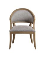 Fauteuil bridge en tissu gris chambray - Ernest
