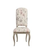 Chaise en hévéa massif et tissu fleurs opaline - Romy