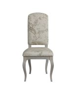 Chaise en tissu paradisier et hévéa gris argenté  - Romy