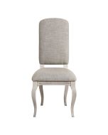 Chaise en hévéa et tissu losange gris - Romy