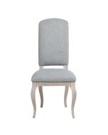 Chaise en tissu bleu chambray et hévéa massif gris - Romy