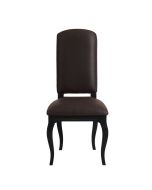 Chaise en frêne massif et cuir synthétique chocolat - Romy