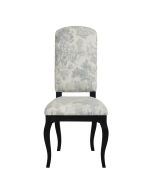 Chaise en tissu toile de Jouy bleu et hévéa massif noir -  Romy