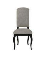 Chaise en tissu gris chambray et hévéa massif noir - Romy