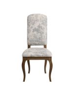 Chaise en tissu toile de jouy gris bleu et frêne massif - Romy