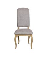 Chaise en frêne et tissu gris chambray - Romy