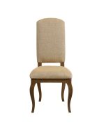 Chaise en tissu safran chambray et frêne massif finition chêne - Romy