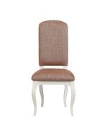 Chaise en tissu orange briqué et hévéa massif blanc - Romy