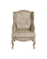 Fauteuil bergère en hévéa et tissu paradisier - Césarine