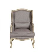 Fauteuil bergère en tissu gris chambray - Césarine