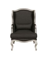 Fauteuil bergère en tissu noir - Césarine