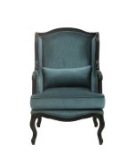 Fauteuil bergère en hévéa et tissu vert bleuté - Césarine