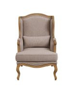 Fauteuil bergère en tissu lin beige - Césarine