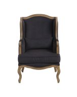 Fauteuil bergère en tissu anthracite - Césarine