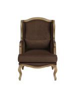 Fauteuil bergère en tissu marron glacé - Césarine